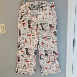 Miaou Soni newsprint flared jeans